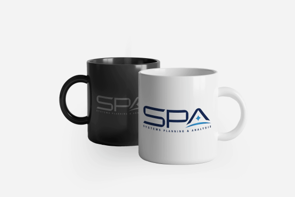 A pair of steaming hot coffee in SPA-branded mugs